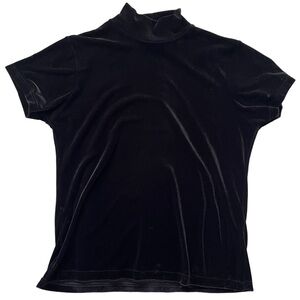 Vintage Merona Black Velvet Mock Neck Shirt Size Large